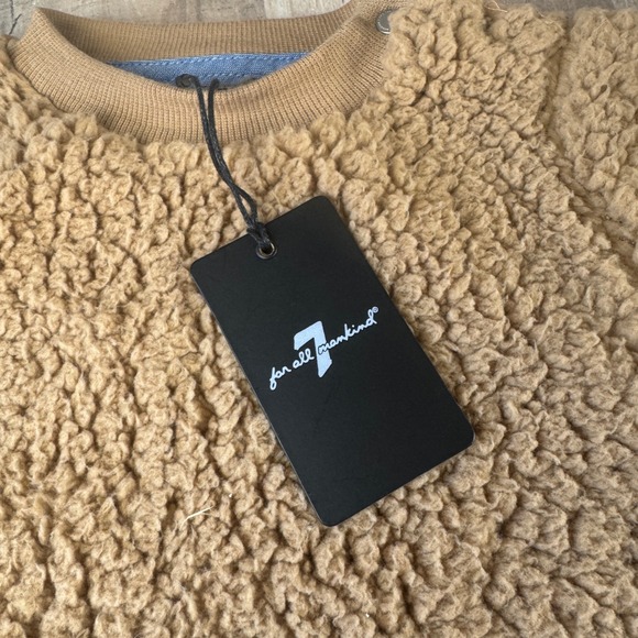 NEW 7 For All Mankind Baby 3/6 Long Sleeve Sherpa Sweatshirt Brown - Picture 2 of 4